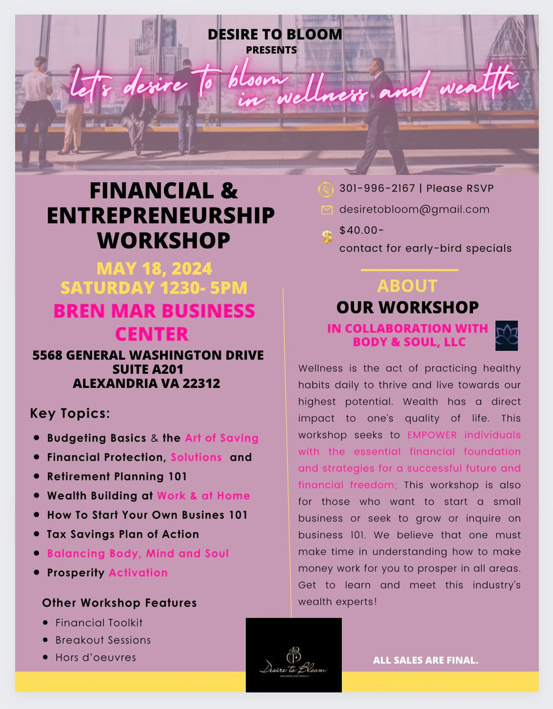 Financial Entrepreneurship Workshop/Pop-Up Shop