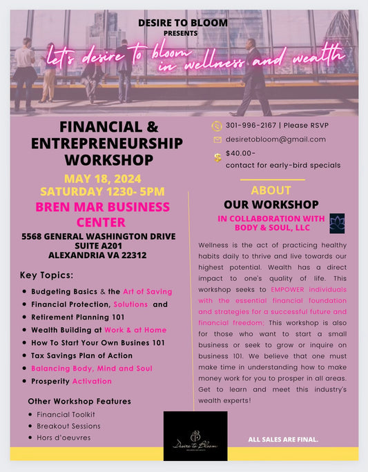 Financial Entrepreneurship Workshop/Pop-Up Shop