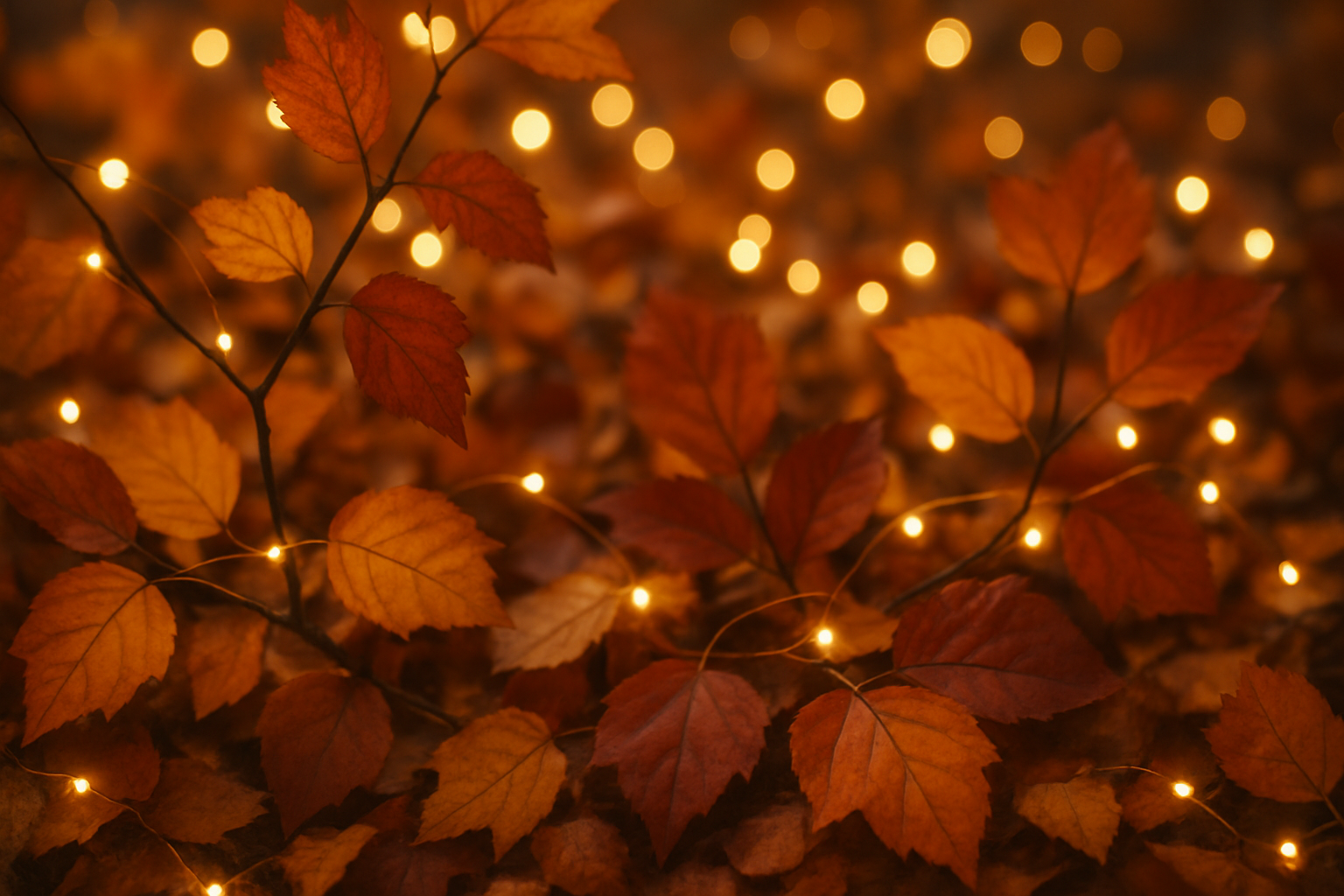fall leaves with lights